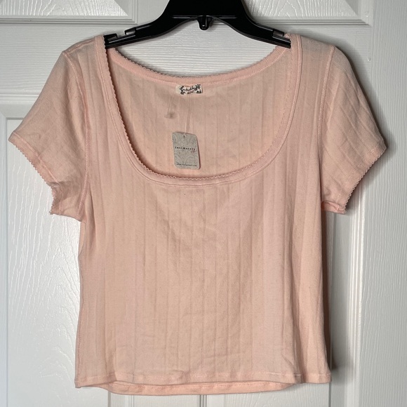 Free People Tops - NWT Free People Ribbed Cotton Short Sleeve Crop Top
